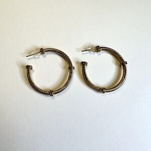 NWT gold color twisted rope knot nautical theme hoop earrings